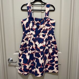 Lands' End Blue and White Floral Dress in size 14